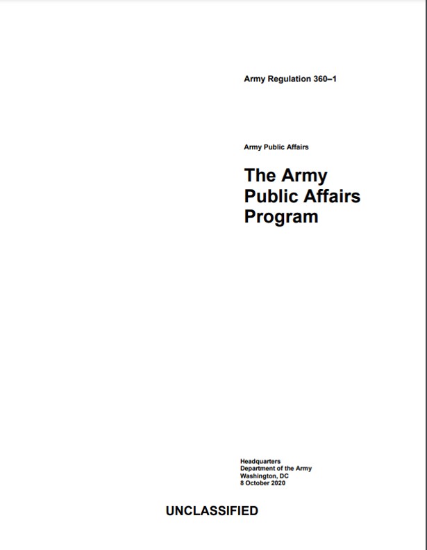 Army Regulation 360-1 from the Army Public Affairs Program