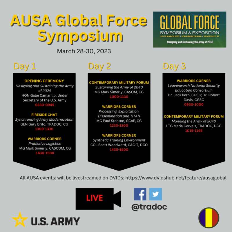 AUSA GFS Full Schedule U.S. Army Training and Doctrine Command